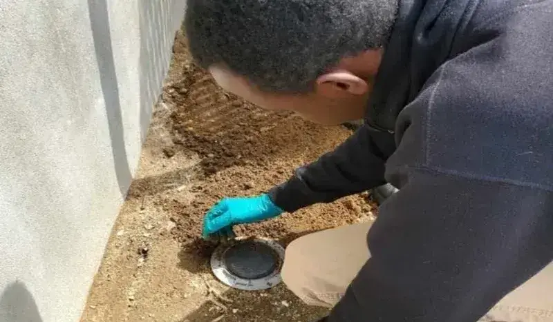 Installing a termite bait station around a home's foundation
