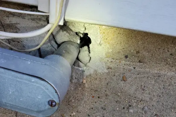 Hole in foundation for pipes